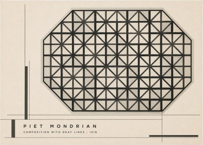 Piet Mondrian Composition with Gray Lines No2 - Juliste