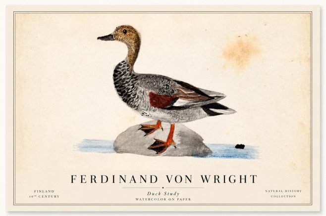 Ferdinand von Wright Duck on a Rock No2 - Juliste