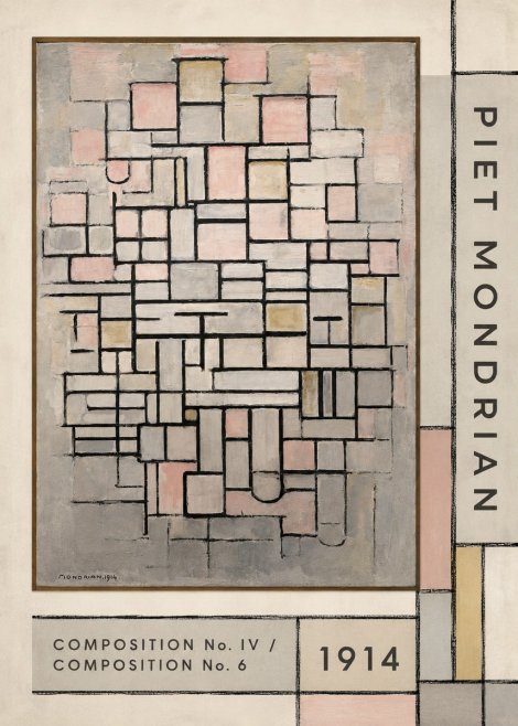 Piet Mondrian Composition No. Iv / Composition No. 6 No2 - Juliste