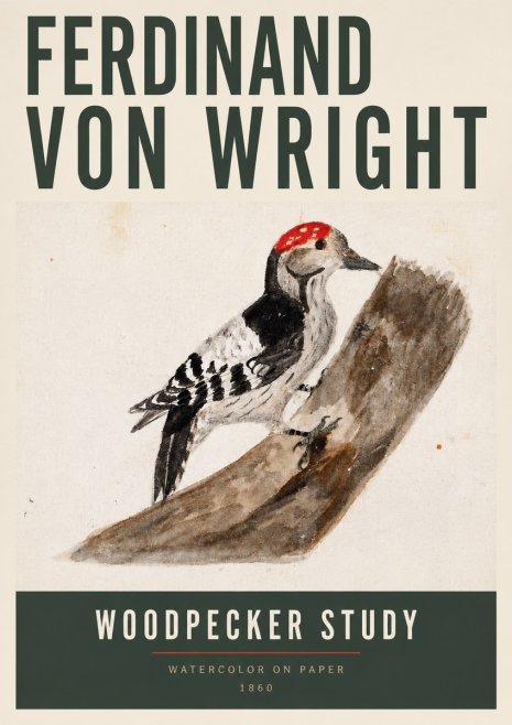 Ferdinand von Wright Woodpecker Study No3 - Juliste