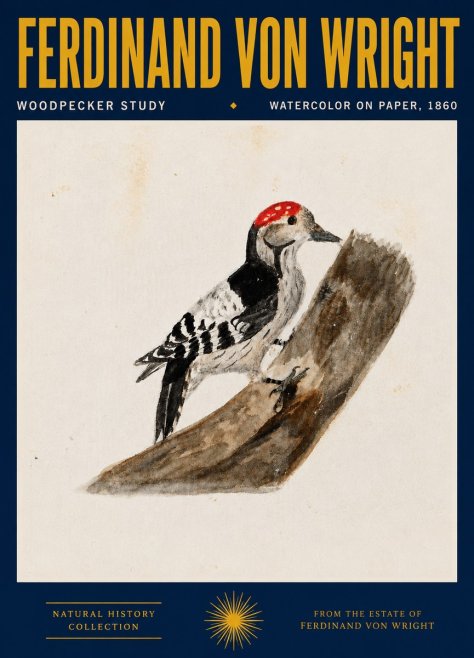 Ferdinand von Wright Woodpecker Study No4 - Juliste