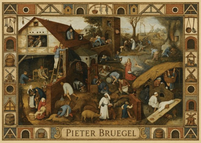 Pieter Bruegel Netherlandish Proverbs I No6 - Juliste