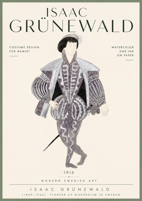 Isaac Grünewald Costume Design for Hamlet No4 - Juliste