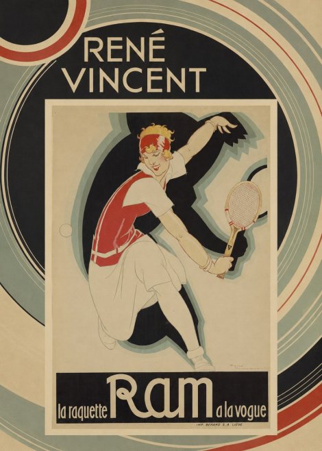 René Vincent Ram La Raquette À La Vogue No5 - Juliste