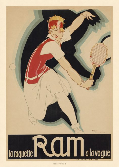 René Vincent Ram La Raquette À La Vogue No6 - Juliste