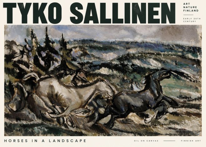 Tyko Sallinen Horses in a Landscape No2 - Juliste