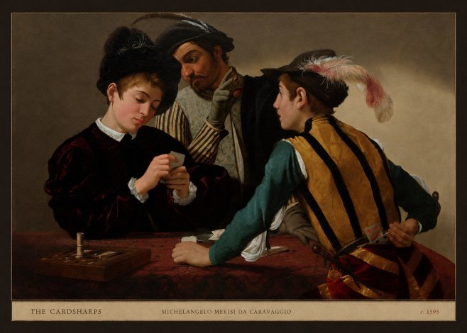 Michelangelo Merisi da Caravaggio The Cardsharps I No5 - Juliste