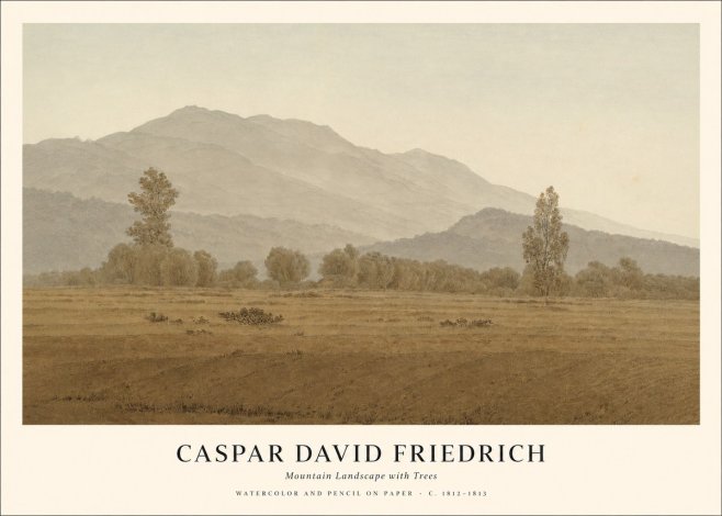 Caspar David Friedrich Mountain Landscape with Trees No1 - Juliste