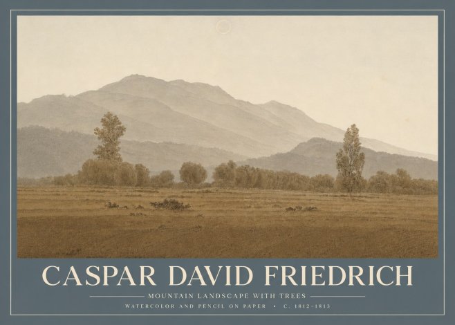 Caspar David Friedrich Mountain Landscape with Trees No4 - Juliste