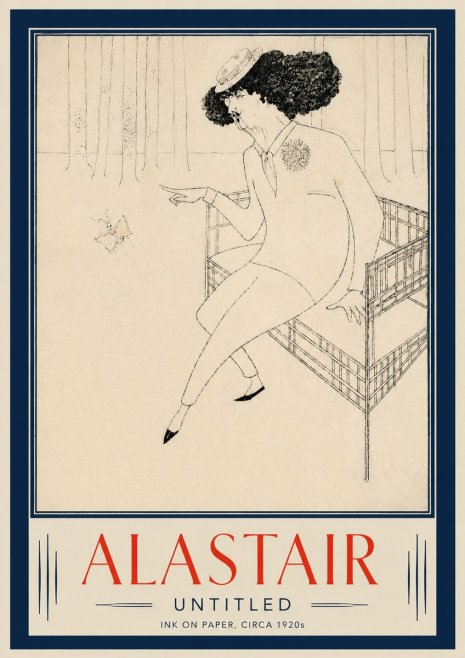 Alastair Lady with Butterfly No5 - Juliste