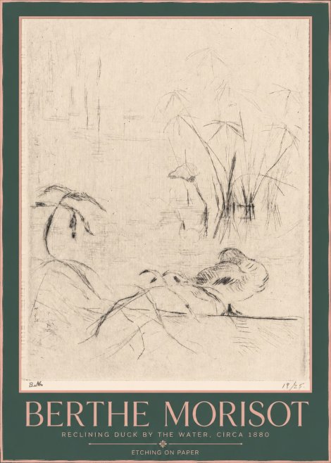 Berthe Morisot Reclining Duck by the Water No2 - Juliste