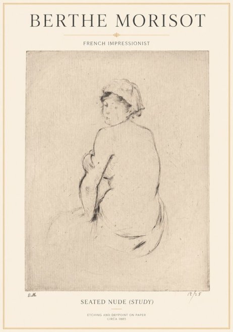 Berthe Morisot Seated Nude (Study) No1 - Juliste