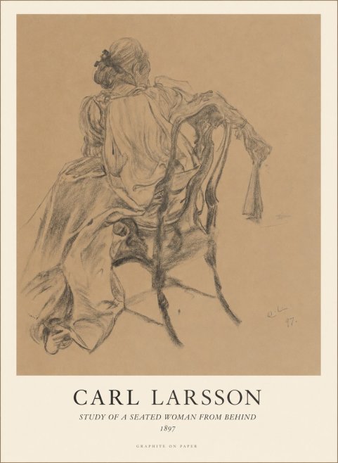 Carl Larsson Study of a Seated Woman from Behind No1 - Juliste