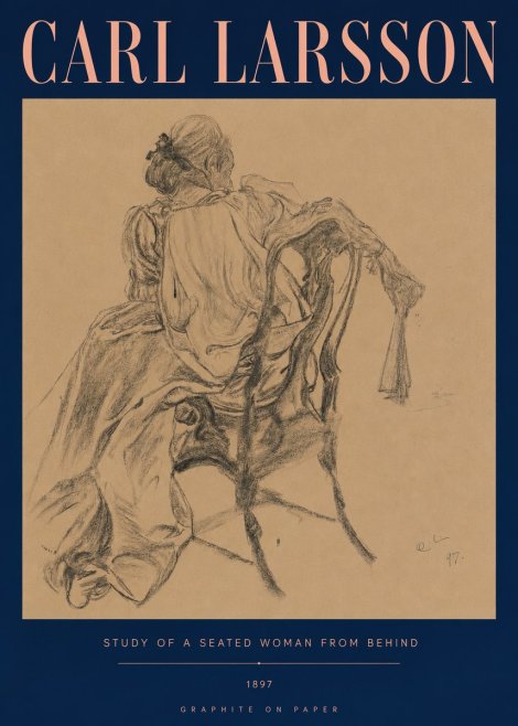 Carl Larsson Study of a Seated Woman from Behind No5 - Juliste