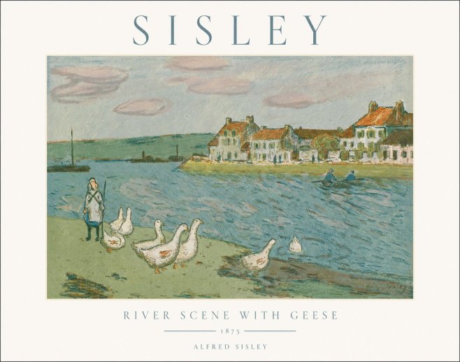 Sisley River Scene with Geese No1 - Juliste