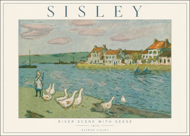 Sisley River Scene with Geese No2 - Juliste