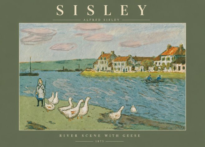Sisley River Scene with Geese No4 - Juliste