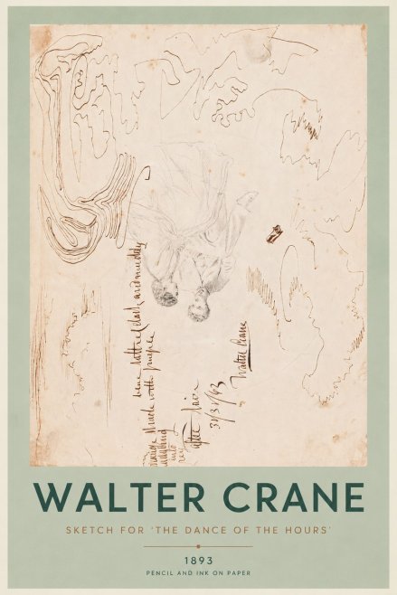 Walter Crane Sketch for 'the Dance of the Hours' No4 - Juliste