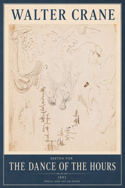 Walter Crane Sketch for 'the Dance of the Hours' No6 - Juliste