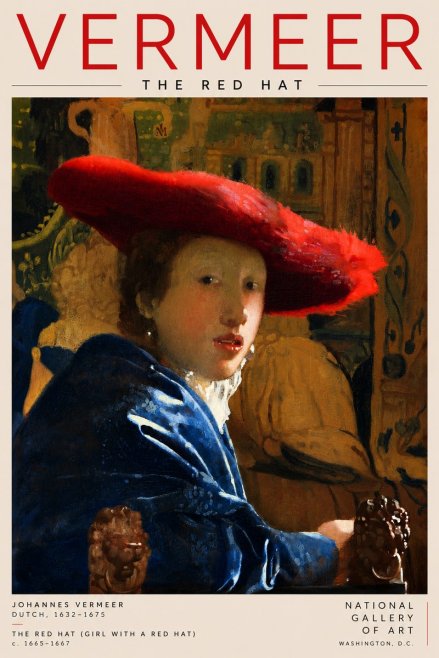 Vermeer The Red Hat No2 - Juliste