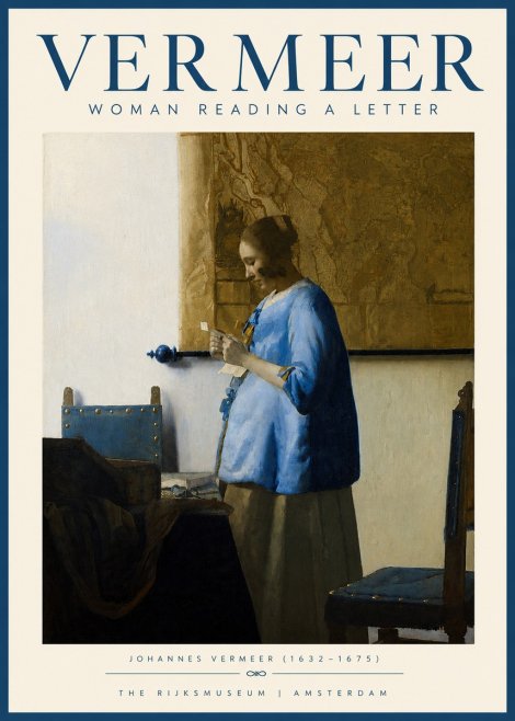 Vermeer Woman Reading a Letter No3 - Juliste