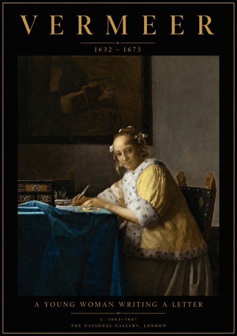 Vermeer A Young Woman Writing a Letter No4 - Juliste