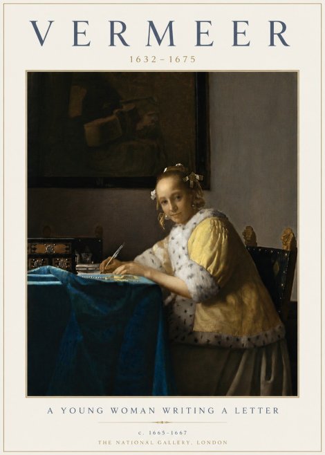 Vermeer A Young Woman Writing a Letter No5 - Juliste