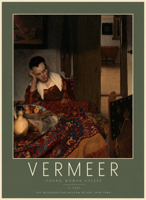 Vermeer Young Woman Asleep No2 - Juliste