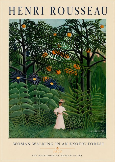 Rousseau Woman Walking in an Exotic Forest No4 - Juliste