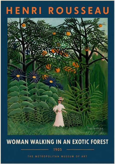 Rousseau Woman Walking in an Exotic Forest No5 - Juliste