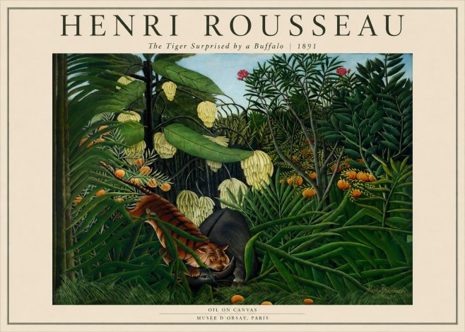 Rousseau The Tiger Surprised by a Buffalo No2 - Juliste