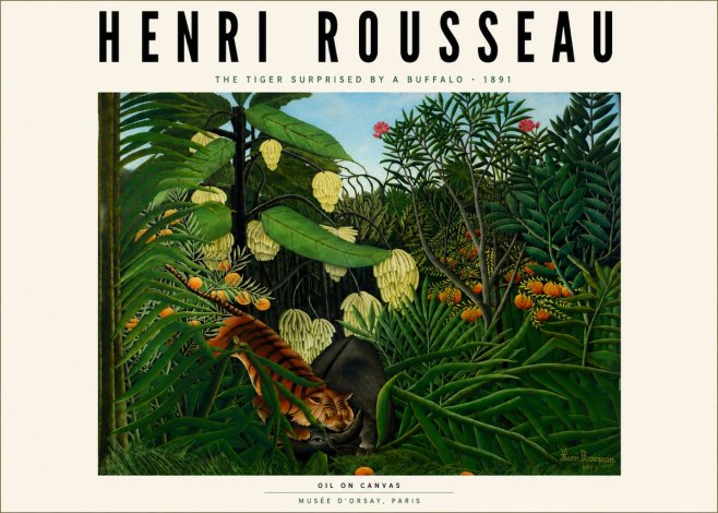 Rousseau The Tiger Surprised by a Buffalo No6 - Juliste