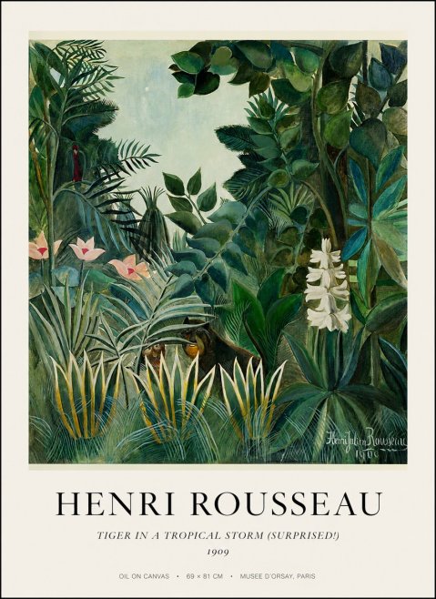 Rousseau Tiger in a Tropical Storm (Surprised!) No1 - Juliste