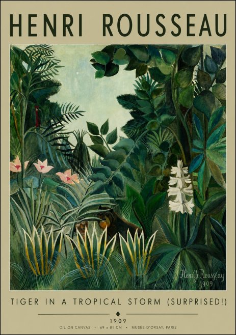 Rousseau Tiger in a Tropical Storm (Surprised!) No2 - Juliste