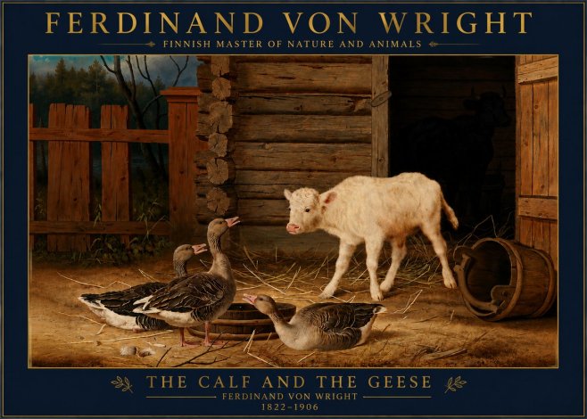 Ferdinand von Wright The Calf and the Geese No4 - Juliste