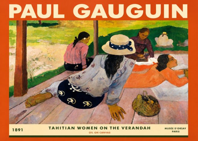Paul Gauguin Tahitian Women on the Verandah No3 - Juliste