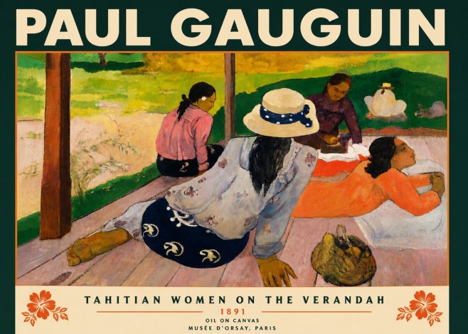 Paul Gauguin Tahitian Women on the Verandah No6 - Juliste
