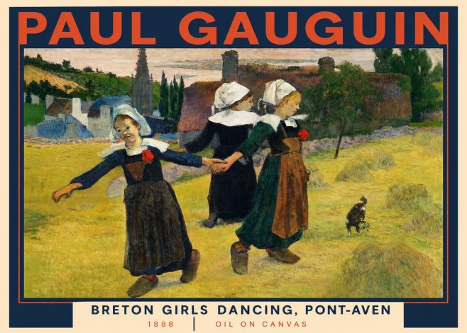 Paul Gauguin Breton Girls Dancing, Pont-aven No3 - Juliste