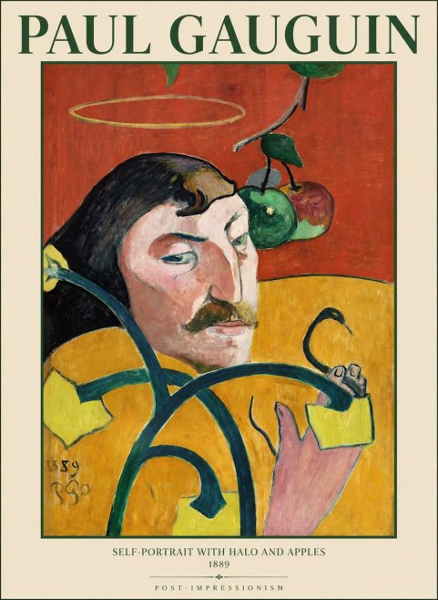 Paul Gauguin Self-portrait with Halo and Apples No6 - Juliste