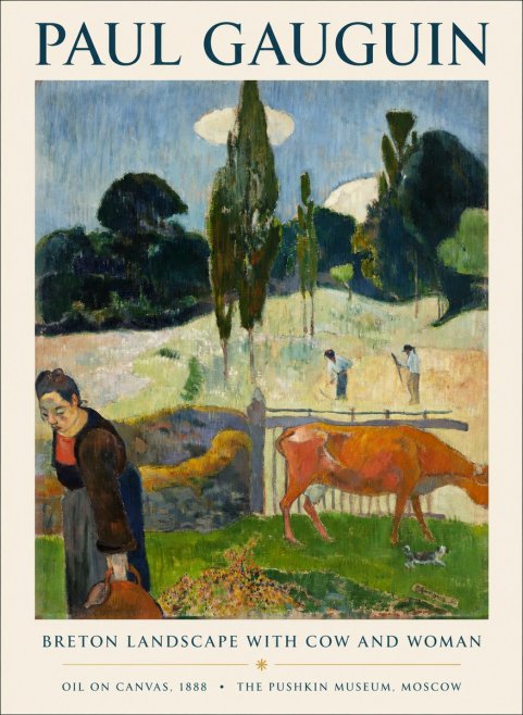 Paul Gauguin Breton Landscape with Cow and Woman No1 - Juliste
