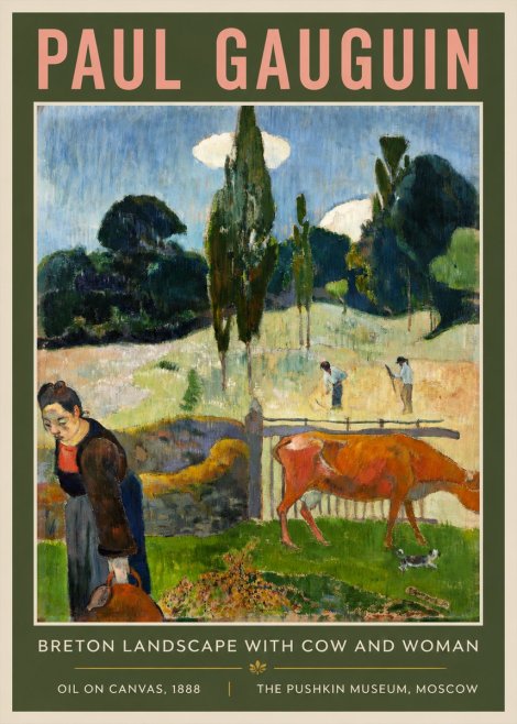 Paul Gauguin Breton Landscape with Cow and Woman No2 - Juliste