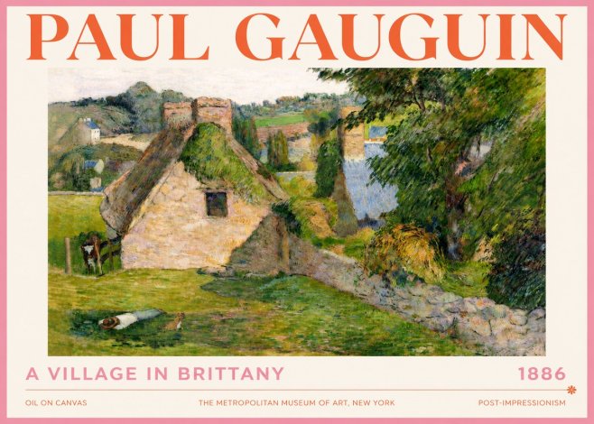 Paul Gauguin A Village in Brittany No4 - Juliste