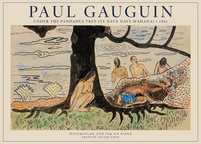 Paul Gauguin Under the Pandanus Tree (Te Nave Nave Mahana) No1 - Juliste