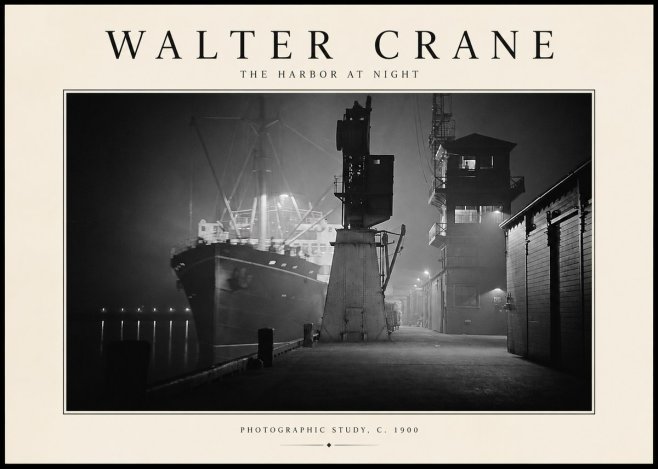 Walter Crane The Harbor at Night No2 - Juliste
