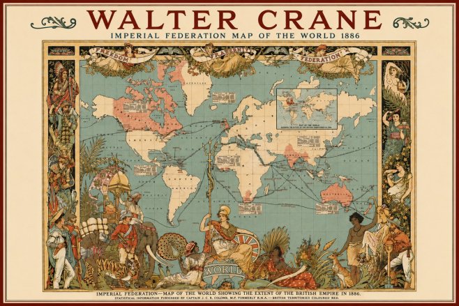 Walter Crane Imperial Federation Map of the World 1886 No4 - Juliste