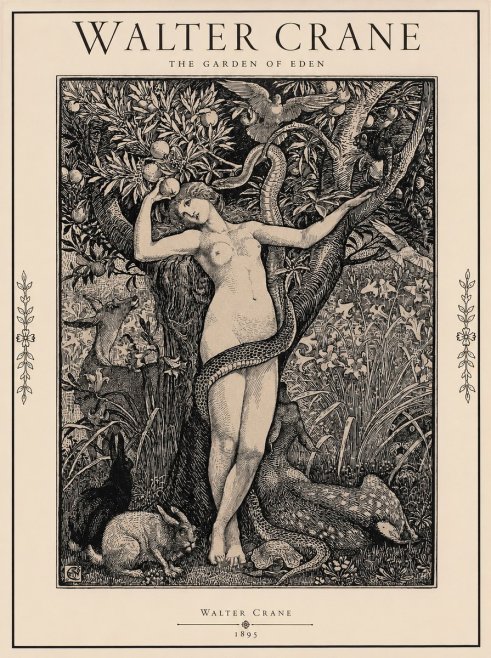 Walter Crane The Garden of Eden No1 - Juliste