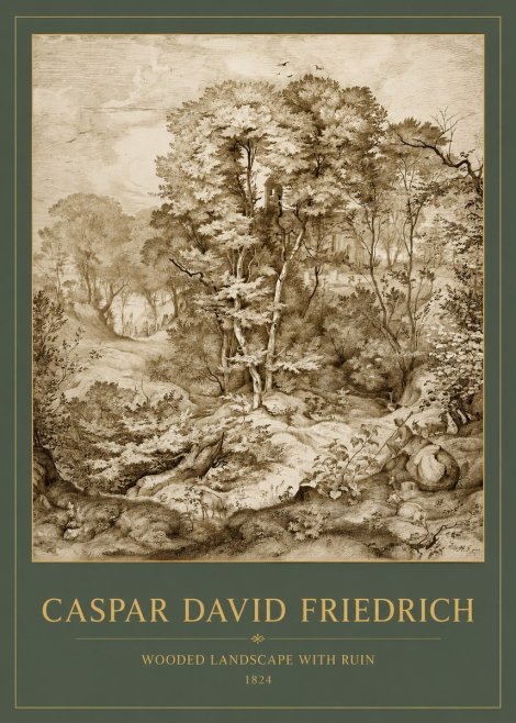 Caspar David Friedrich Wooded Landscape with Ruin No2 - Juliste