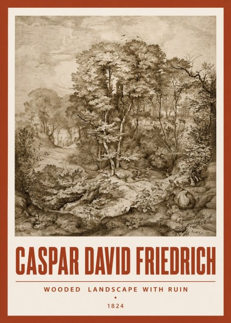 Caspar David Friedrich Wooded Landscape with Ruin No3 - Juliste