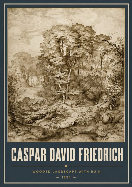 Caspar David Friedrich Wooded Landscape with Ruin No5 - Juliste