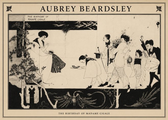 Aubrey Beardsley The Birthday of Madame Cigale No1 - Juliste